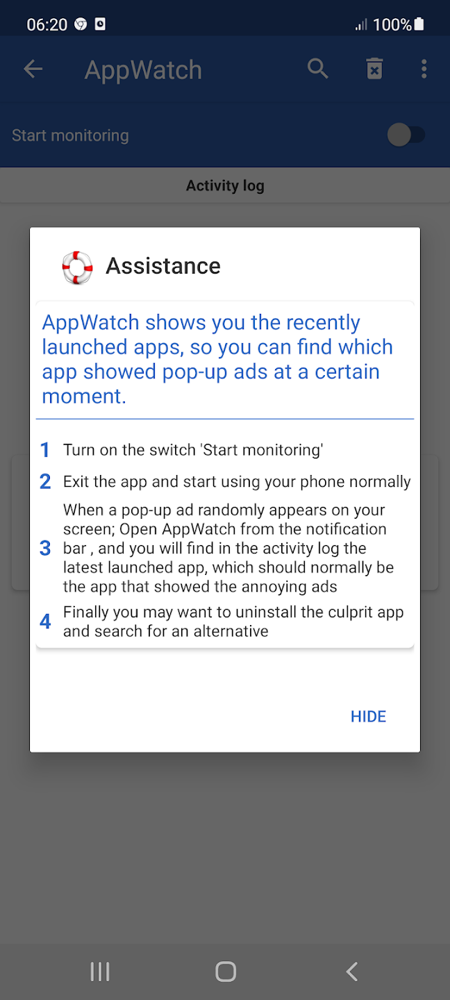 AppWatch - Popup Ad Detector Screenshot2