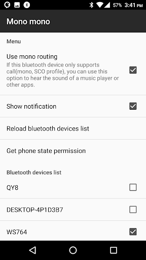 Mono Bluetooth router app Screenshot1