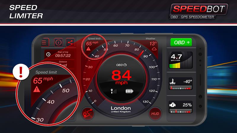 Speedbot. GPS/OBD2 Speedometer Screenshot2