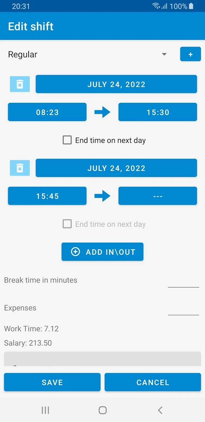 Shift Logger - Time Tracker Screenshot3