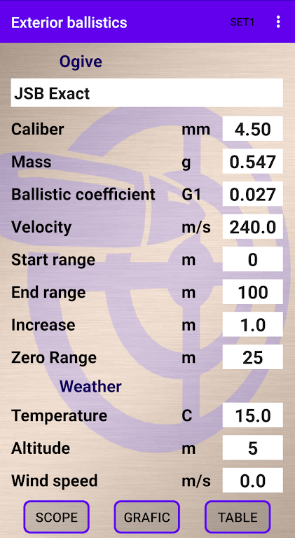 External ballistics calculator Screenshot1