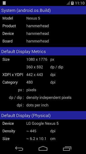 Screen Size / DPI and Dev Info Screenshot1