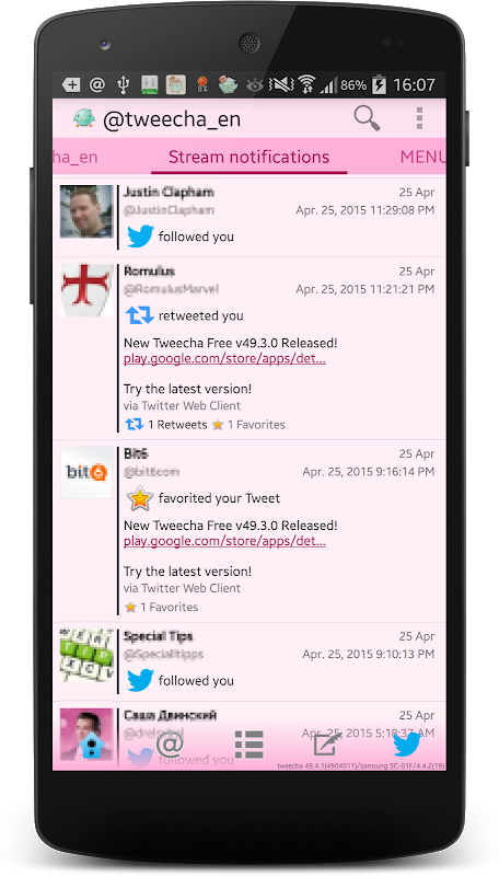 Tweecha Lite for Twitter: Presented in papers Screenshot2