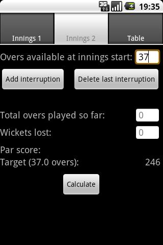 Duckworth-Lewis calculator Screenshot4