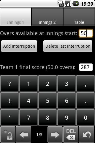 Duckworth-Lewis calculator Screenshot3