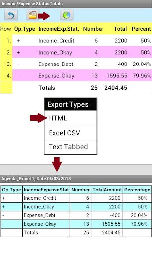 Agenda Income Expense Screenshot1