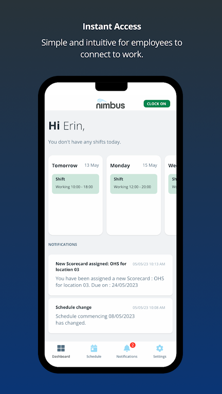 nimbus Employee App Screenshot1