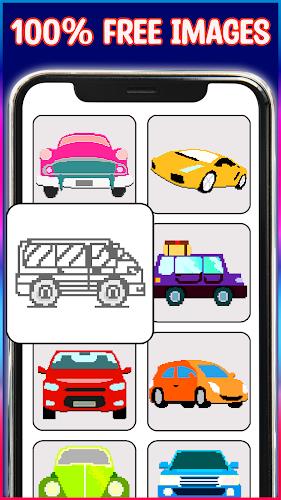 Cars Pixel Art Color by Number Screenshot1