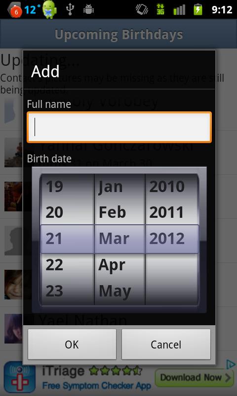 Friends Birthday Reminder Screenshot1