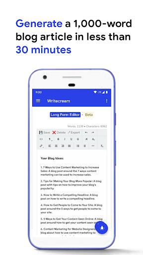 Writecream - AI Content Writer Screenshot1