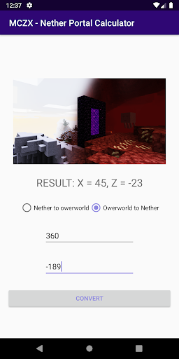 MCZX - Nether Portal Calculator Screenshot3