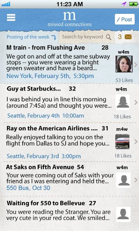 Missed Connections App Screenshot2