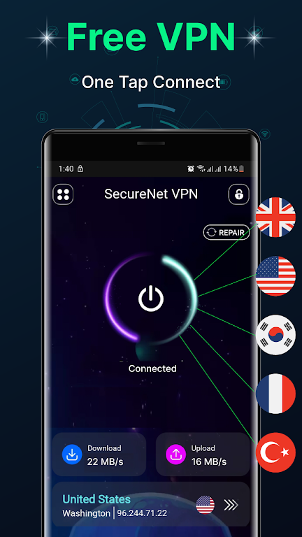 SecureNet VPN - Safer VPN Screenshot1