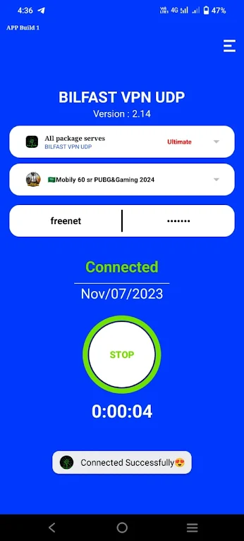 Bilfast vpn UDP Screenshot1