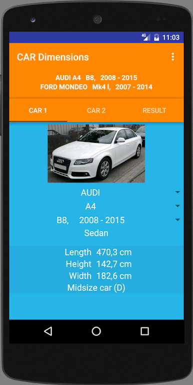 Car size comparison tool Screenshot4