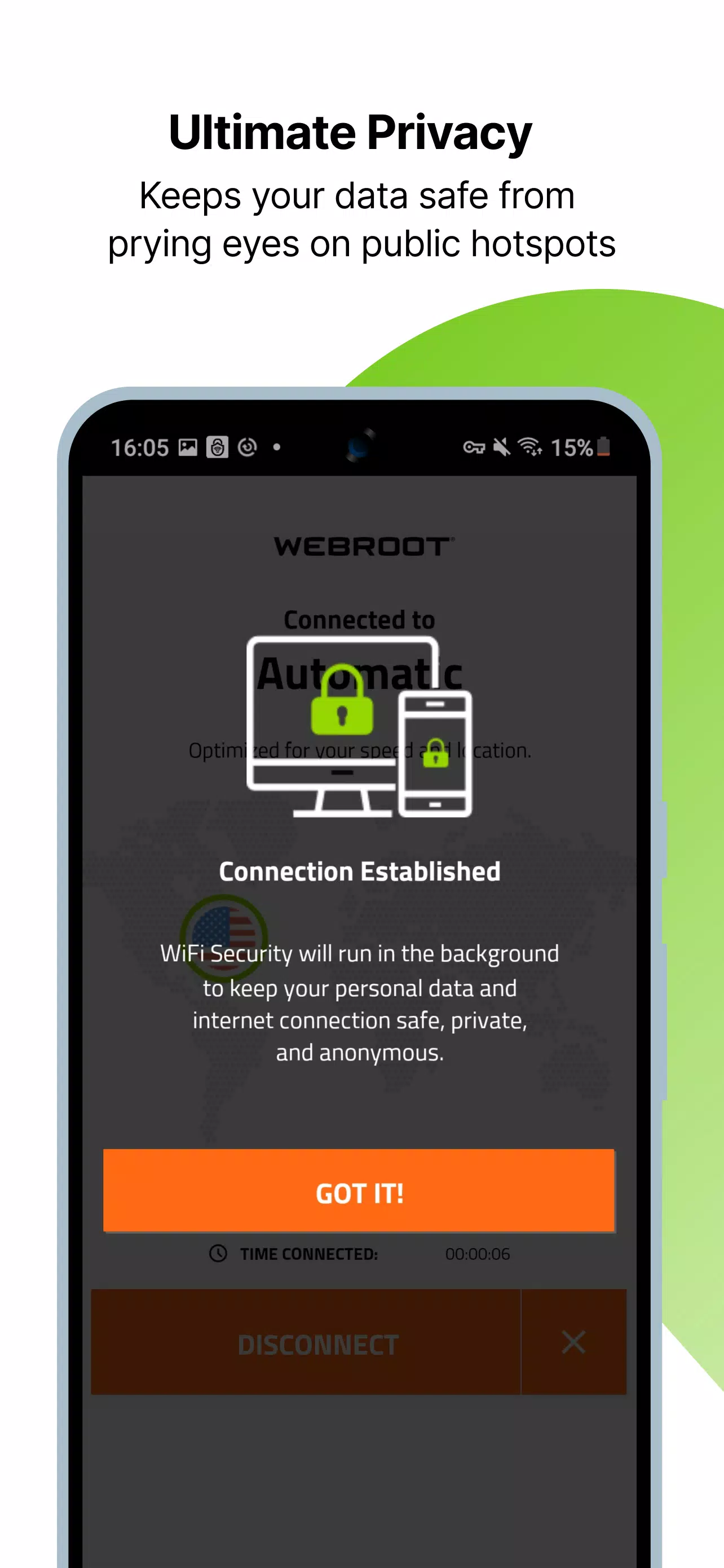 Webroot WiFi Security VPN & Data Privacy Screenshot1