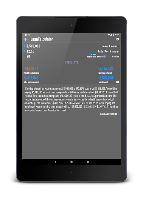 EMI Calculator - Loan & Finance with amortization Screenshot4