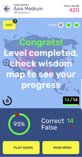 Map Quiz - World Geography Countries Continents Screenshot3