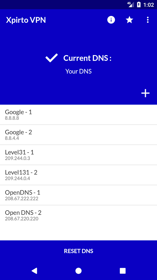 Xpirto VPN & DNS Changer - (No root required) Screenshot2