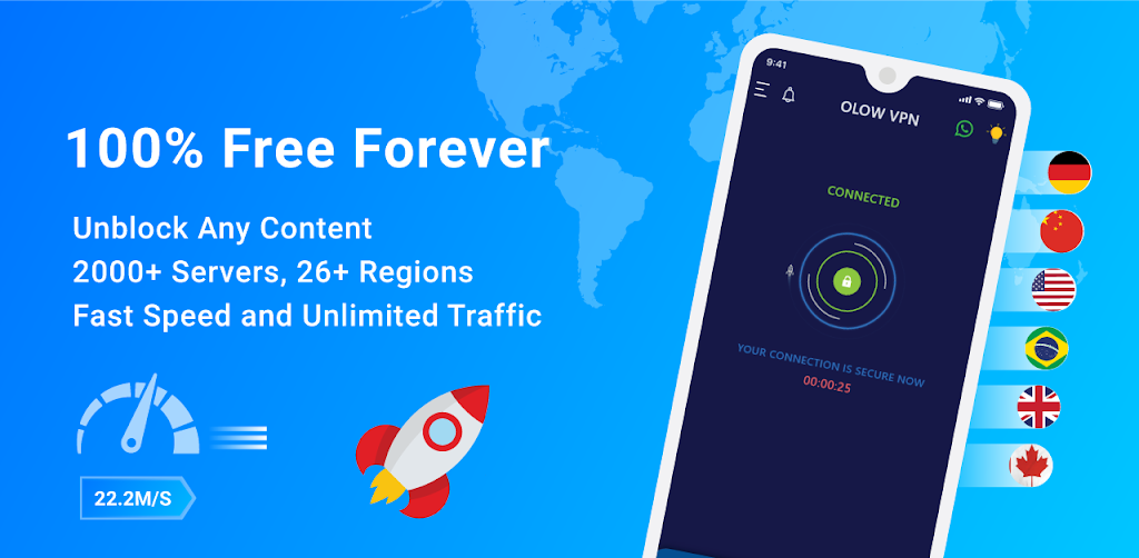 OLOW LITE VPN - UNLIMITED FREE VPN PROXY Screenshot1