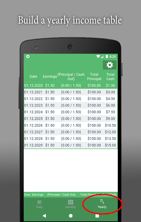 Compound Interest Calculator Table Screenshot3