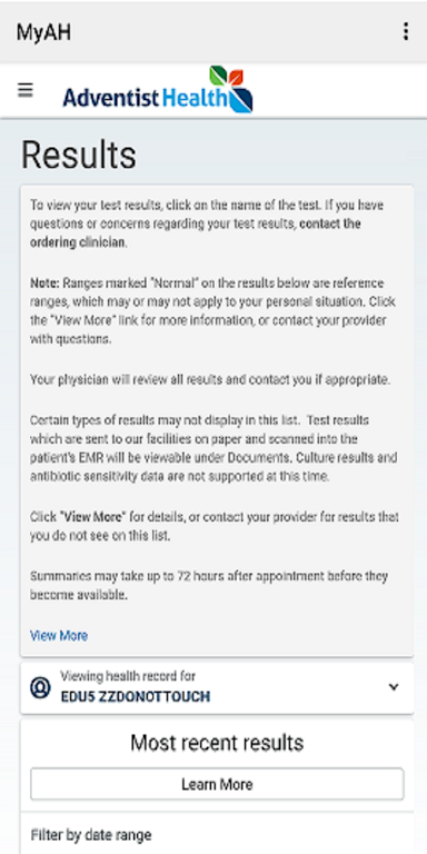 MyAdventistHealth Screenshot1