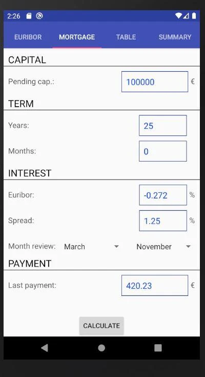 Euribor Mortgage Screenshot2