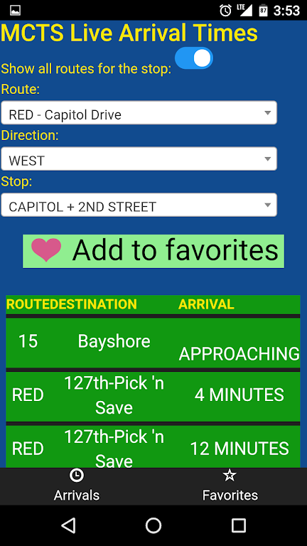 Milwaukee MCTS Bus Tracker Screenshot3