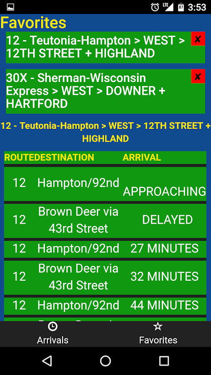 Milwaukee MCTS Bus Tracker Screenshot2