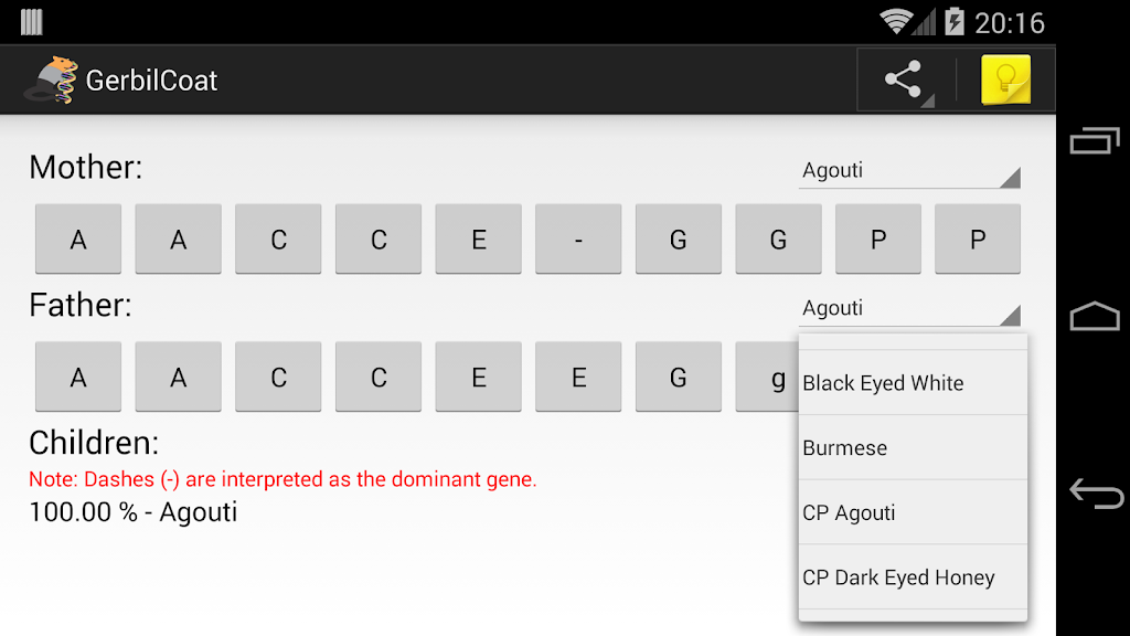 Gerbil Coat Color Calculator Screenshot2