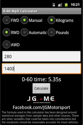 0-60 Mph Calculator Screenshot3