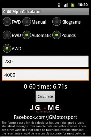 0-60 Mph Calculator Screenshot2