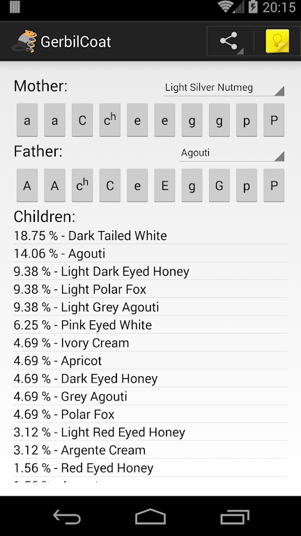 Gerbil Coat Color Calculator Screenshot1