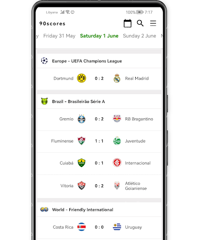 90Scores: Soccer scores, Stats Screenshot1