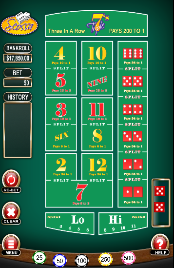 Scossa Hi-Low Craps Screenshot2