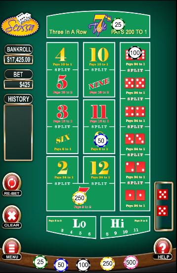 Scossa Hi-Low Craps Screenshot1