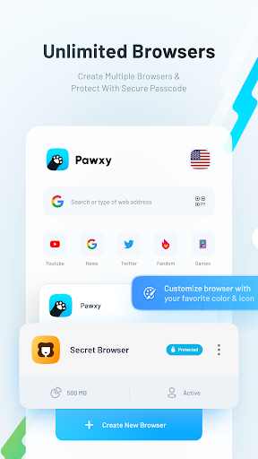 Pawxy - Fast VPN & Web Browser Screenshot1