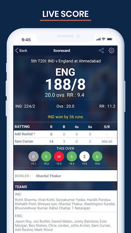 Cricket Live Score & Schedule Screenshot1