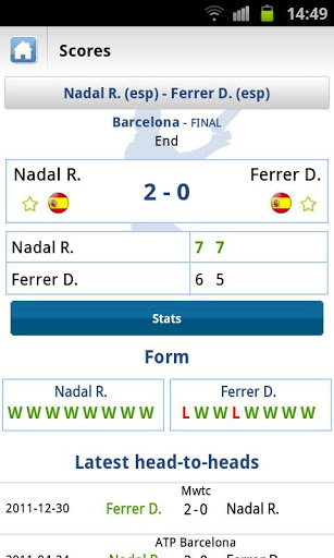 Livescore Soccer Tennis Screenshot1