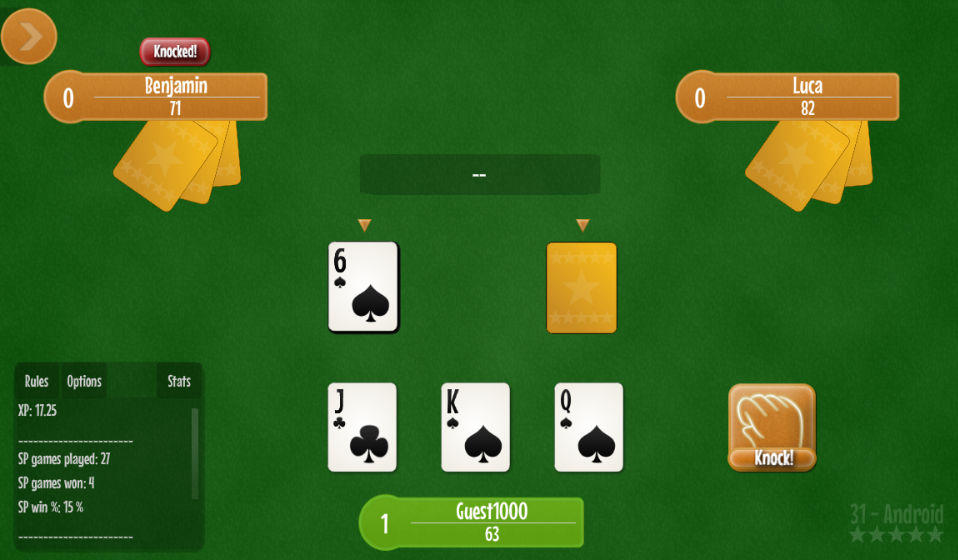 ♣ Thirty one - 31 card game. Screenshot1