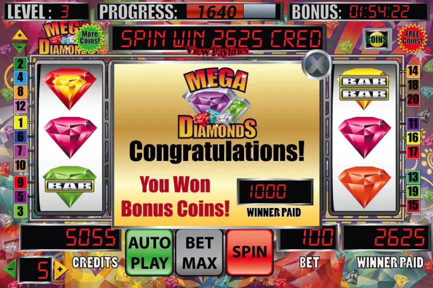 Mega Diamonds Slot Machine Screenshot4