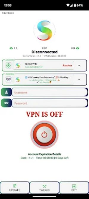 Skynet vpn UDP Screenshot1