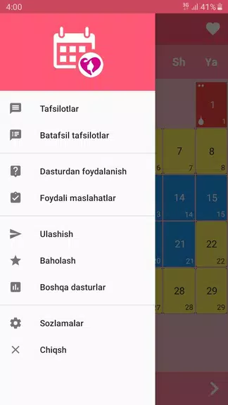 Ayollar kalendari va kundaligi Screenshot1