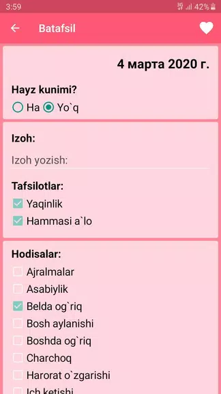 Ayollar kalendari va kundaligi Screenshot3