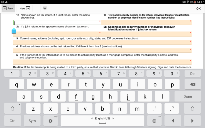 PDF Form 4506 T for IRS: Sign Tax Digital eForm Screenshot4