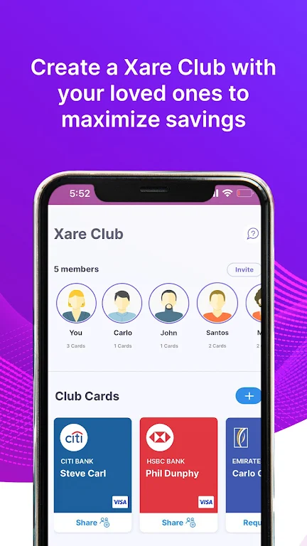 Xare - Share Debit,Credit card Screenshot2