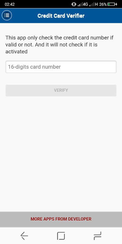 Credit Card Verifier Screenshot1