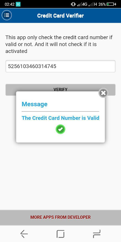 Credit Card Verifier Screenshot4