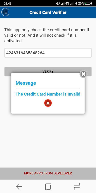 Credit Card Verifier Screenshot3