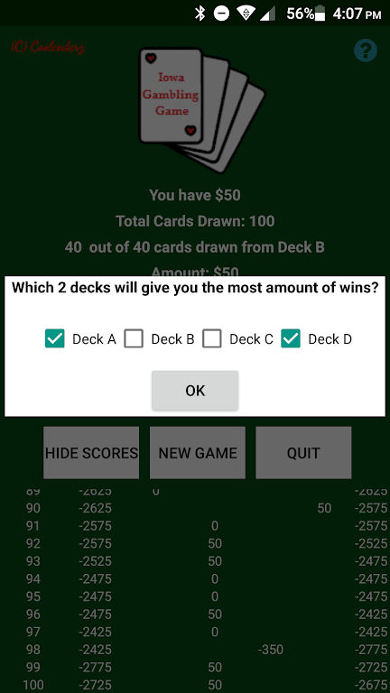 Iowa Gambling Game: Decision M Screenshot4